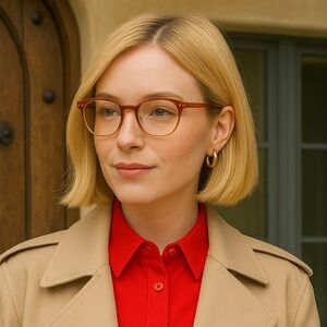 Eyewear - Browline Light Brown and Silver Eyeglasses